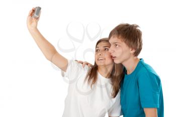 Royalty Free Photo of Two Teenagers Taking a Picture