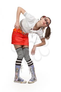 Royalty Free Photo of a Girl in a Funky Outfit