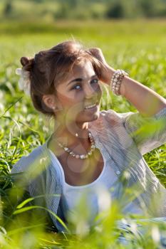 Royalty Free Photo of a Woman in Grass