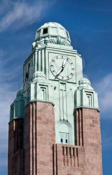 Royalty Free Photo of a Clock Tower in Helsinki, Finland
