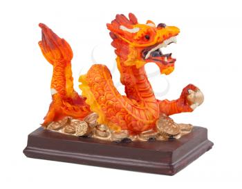 Dragon statuette isolated on white background