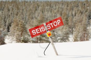 Stop button on the ski slopes