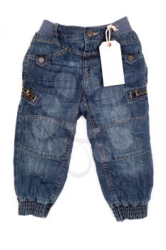 Children's fashion jeans label isolated on white