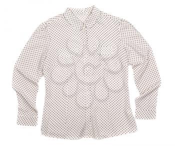 Beige shirt with black polka dots. Isolate on white.