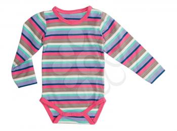 Striped jumpsuit baby clothes. Isolate on white.