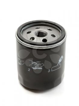 Black car oil filter. Isolate on white background.
