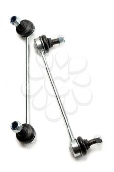 Two steel suspension arms of the vehicle. Isolate on white background. 