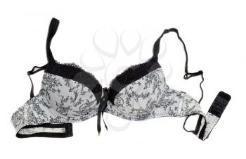Light bra with flowery pattern. Isolate on white.