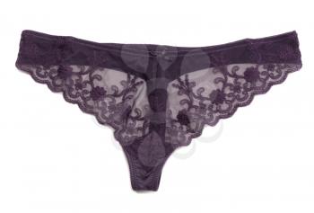 Purple lace panties. Isolate on white.