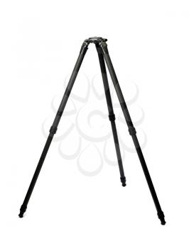 Carbon tripod half unfolded in the studio isolate on white background.