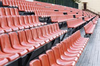 stadium curve, brown seat on stadium steps bleacher