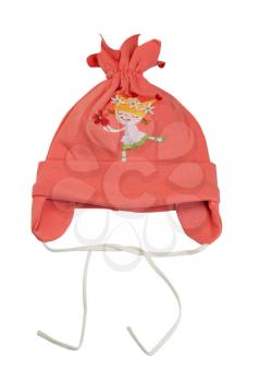 Children hat with laces. Isolate on white.
