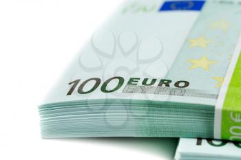 stack of banknotes 100 euros isolates on white