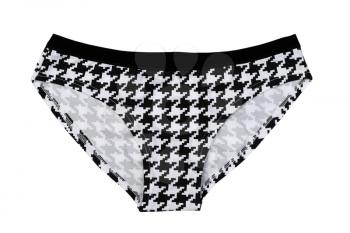 White shorts with black pattern panties, isolate on a white background, studio