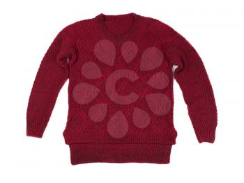Red knitted sweater, isolate on a white background