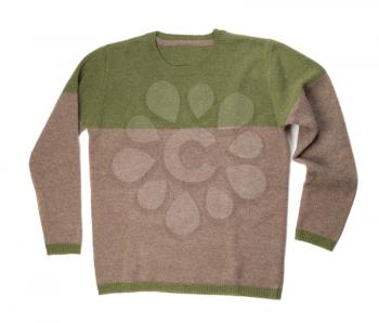 Male knitted wool sweater. Isolate on white.