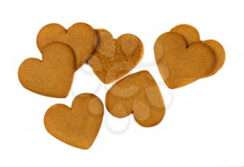 Gingerbread cookie in the shape of heart. Isolate on white.