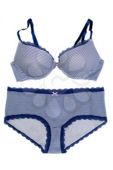 Blue striped underwear set. Isolate on white.