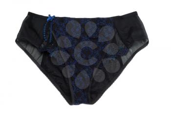 Blue with black lace panties. Isolate on white.