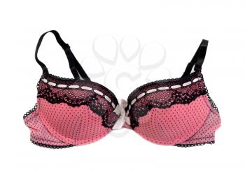 Pink bra with pattern. Isolate on white.