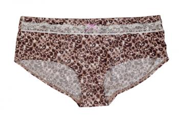 Women's panties with leopard pattern. Isolate on white.