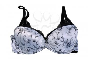 Blue bra with pattern. Isolate on white.