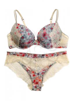 Color delicate lingerie set. Isolate on white.