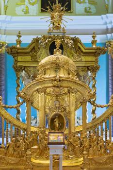 Golden church interior. St. Petersburg. Russia