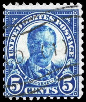 Royalty Free Photo of a US Stamp of Theodore Roosevelt (1858-1919), Series, Circa 1922
