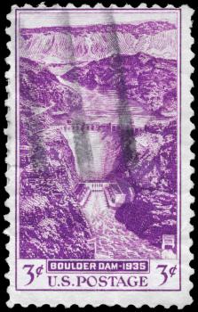 Royalty Free Photo of a 1935 US Stamp Showing the Boulder Dam
