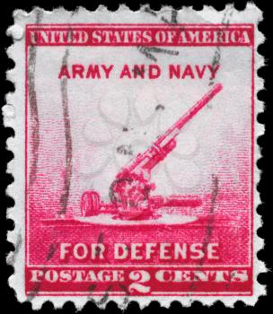 Royalty Free Photo of 1940 US Stamp Shows the 90-Millimeter Anti-Aircraft Gun