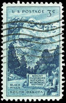 Royalty Free Photo of 1952 US Stamp of Mount Rushmore, National Memorial Issue