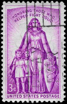 Royalty Free Photo of 1957 US Stamp Honouring Those Who Helped Fight Polio