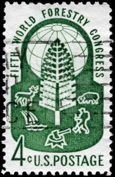 Royalty Free Photo of 1960 US Stamp Devoted to 5th World Forestry Congress