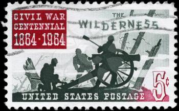 Royalty Free Photo of 1964 US Stamp Shows the Battle of the Wilderness, Civil War Centennial Issue
