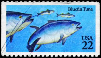 Royalty Free Photo of 1986 US Stamp Shows the Bluefin Tuna
