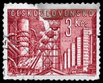 CZECHOSLOVAKIA - CIRCA 1961: A Stamp printed in CZECHOSLOVAKIA shows the Blast Furnace and Mine, circa 1961