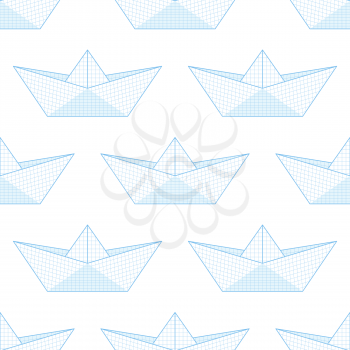 Seamless pattern of the folded paper boats
