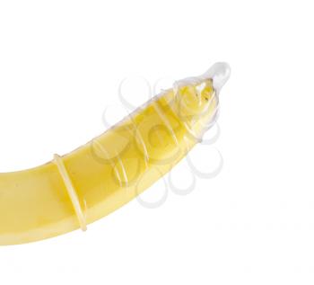 Royalty Free Photo of a Condom on a Banana