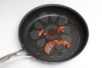 Royalty Free Photo of Bacon in a Frying Pan