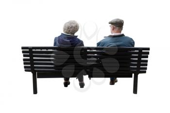 Royalty Free Photo of a Senior Couple Sitting on a Bench