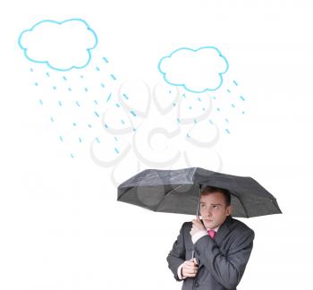 Royalty Free Photo of a Man Holding an Umbrella