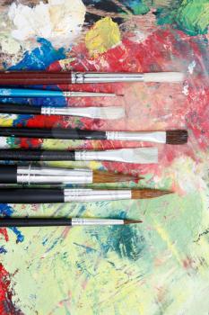 Royalty Free Photo of Paintbrushes and a Palette