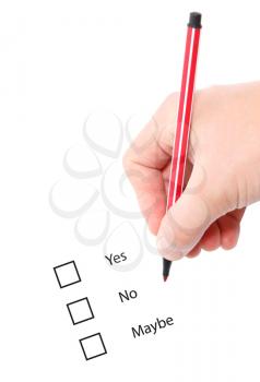 Royalty Free Photo of a Person Completing a Survey