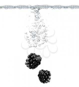 Royalty Free Photo of Blackberries in Water