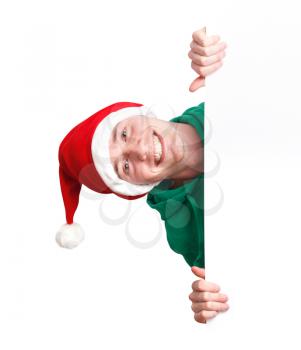 Royalty Free Photo of a Man in a Santa Hat