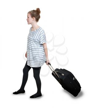 Royalty Free Photo of a Woman With a Suitcase