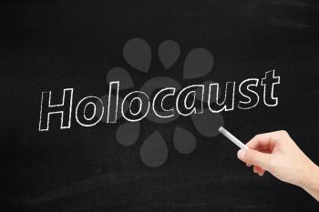Holocaust written on a blackboard