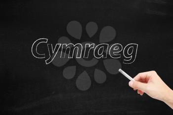 The language of Welsh written on a blackboard