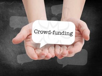 Crowd-funding written on a speechbubble